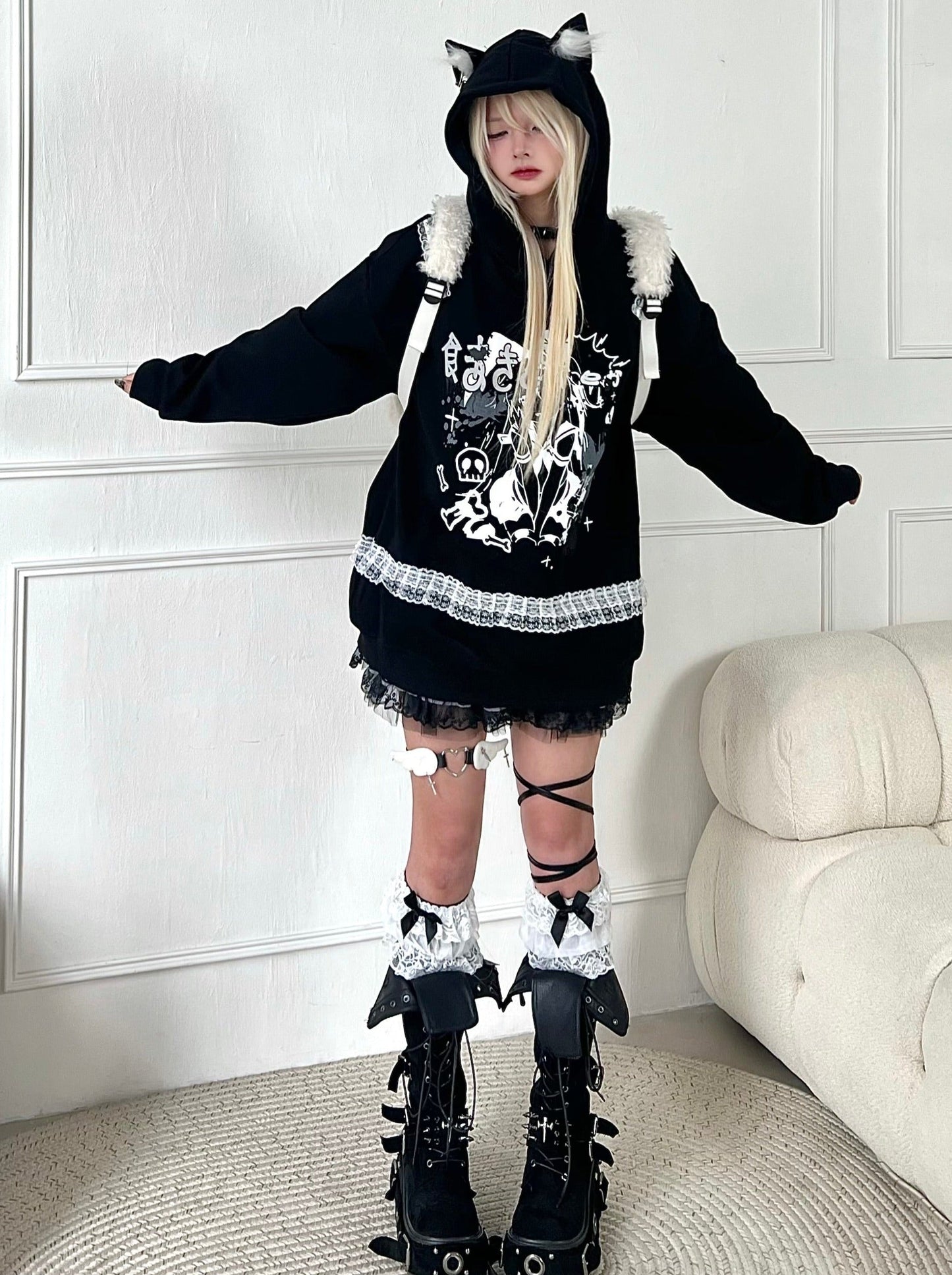 Hoodie Catgirl Über Kapuze