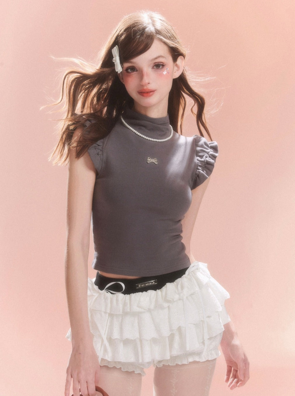 Flared Ribbon Sleeveless Top