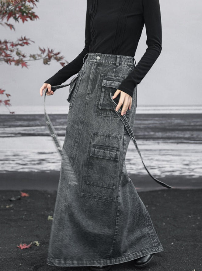 ロングデニムオシュスカート