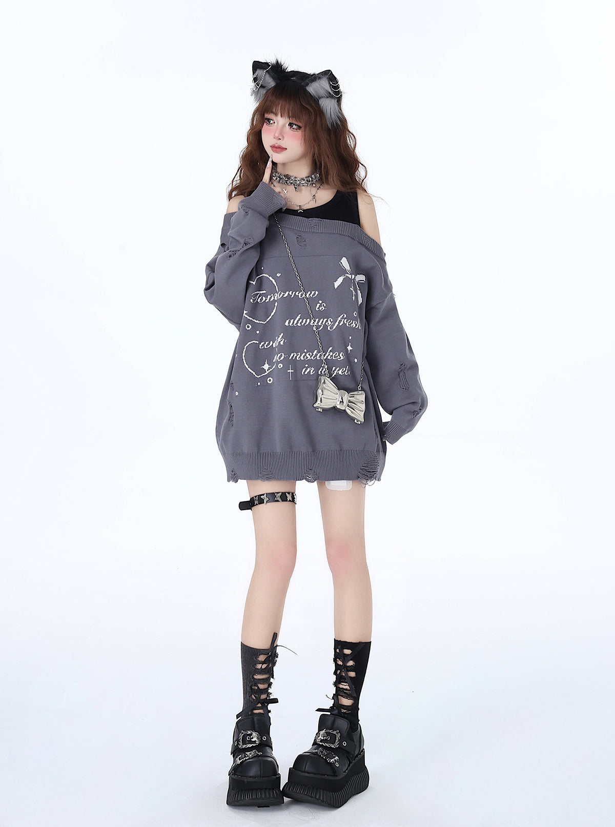 Haut deux pièces à épaules dénudées, style décontracté et cool, effet faux-sucré, pour une fille adorable