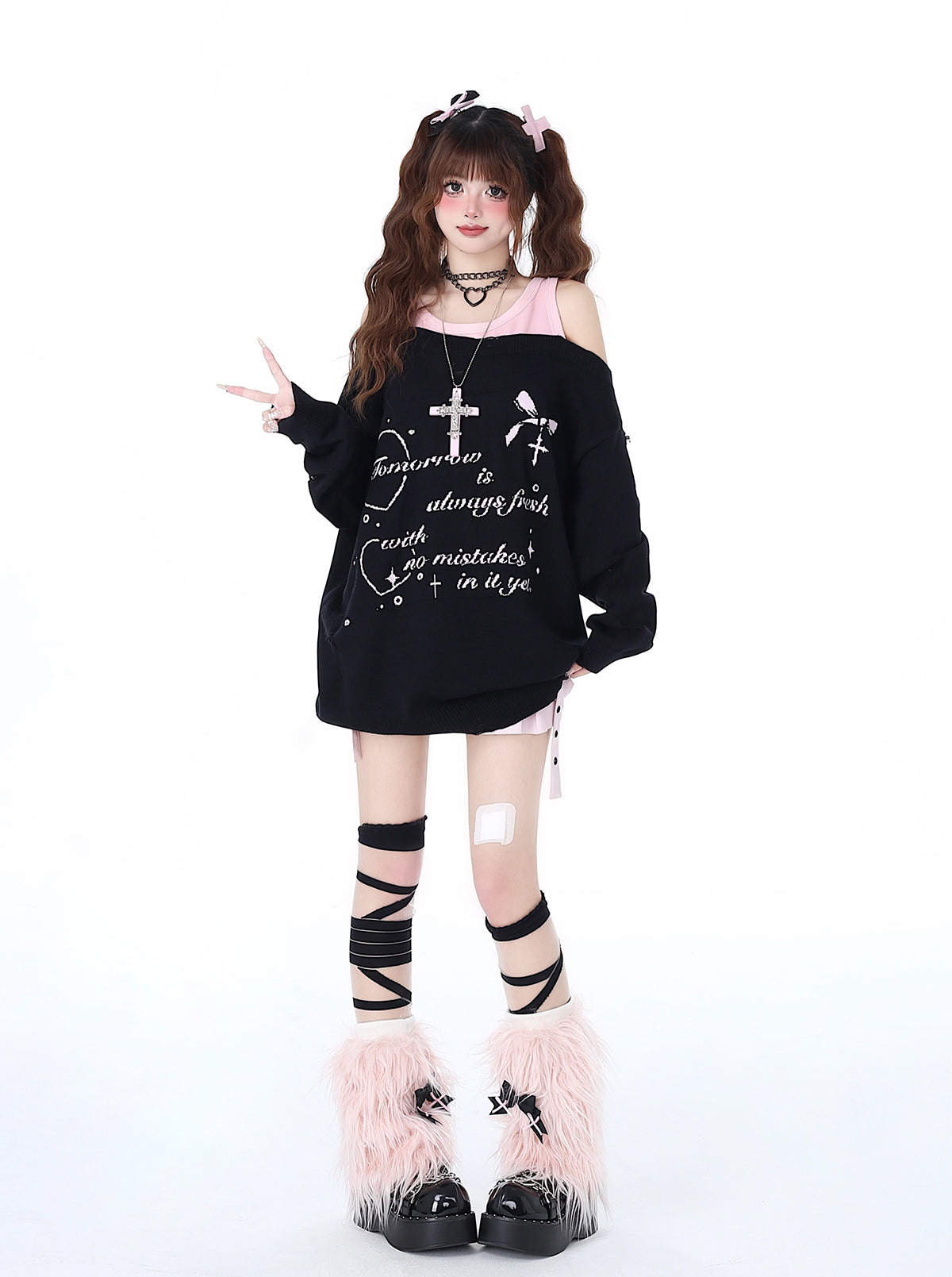 Haut deux pièces à épaules dénudées, style décontracté et cool, effet faux-sucré, pour une fille adorable