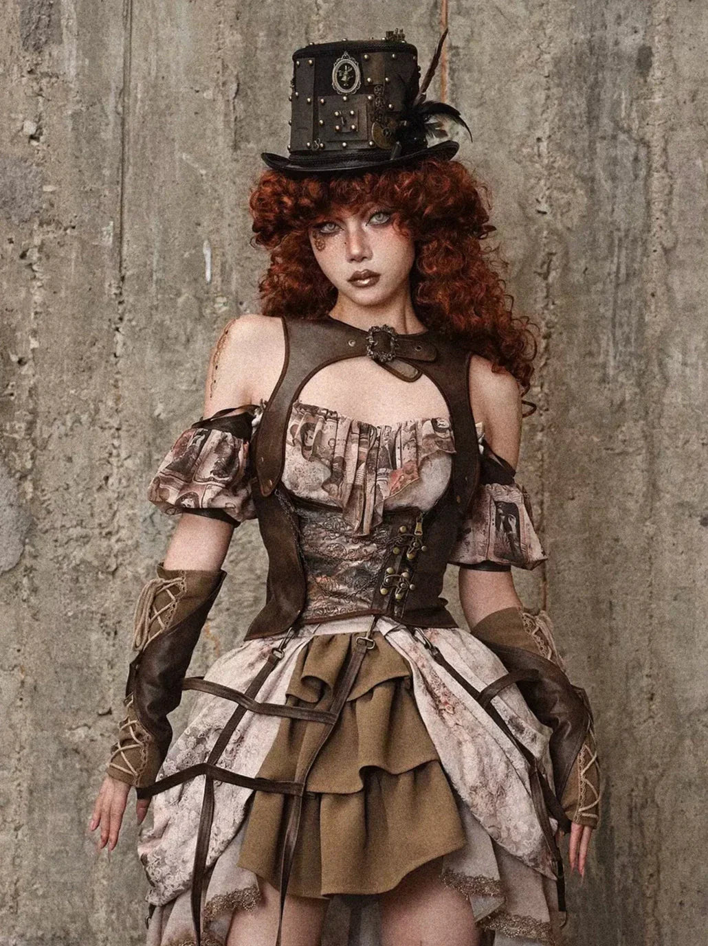 Gilet d'oiseau rétro en cuir style steampunk