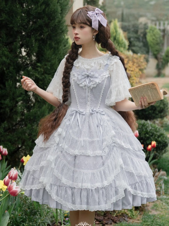 Chiffon Lolita Suspender Top Blue Skirt Girly + Summer