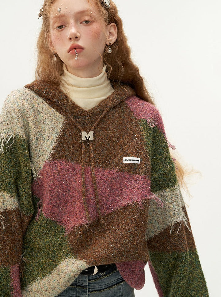 Kapuzenpullover in Retro-Block-Optik
