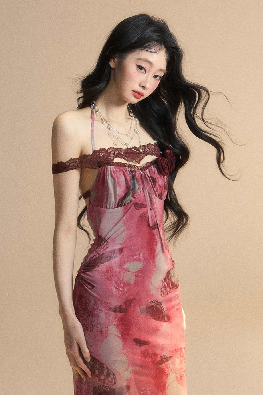 Lace Backless Maxi Dress
