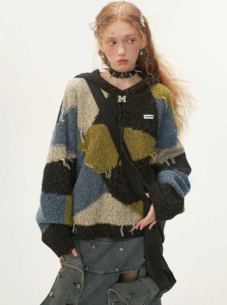 Kapuzenpullover in Retro-Block-Optik