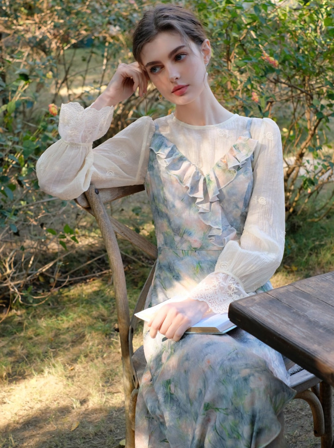 Morning Smoke + Camisole Dress Blue Blouse Mist Chiffon