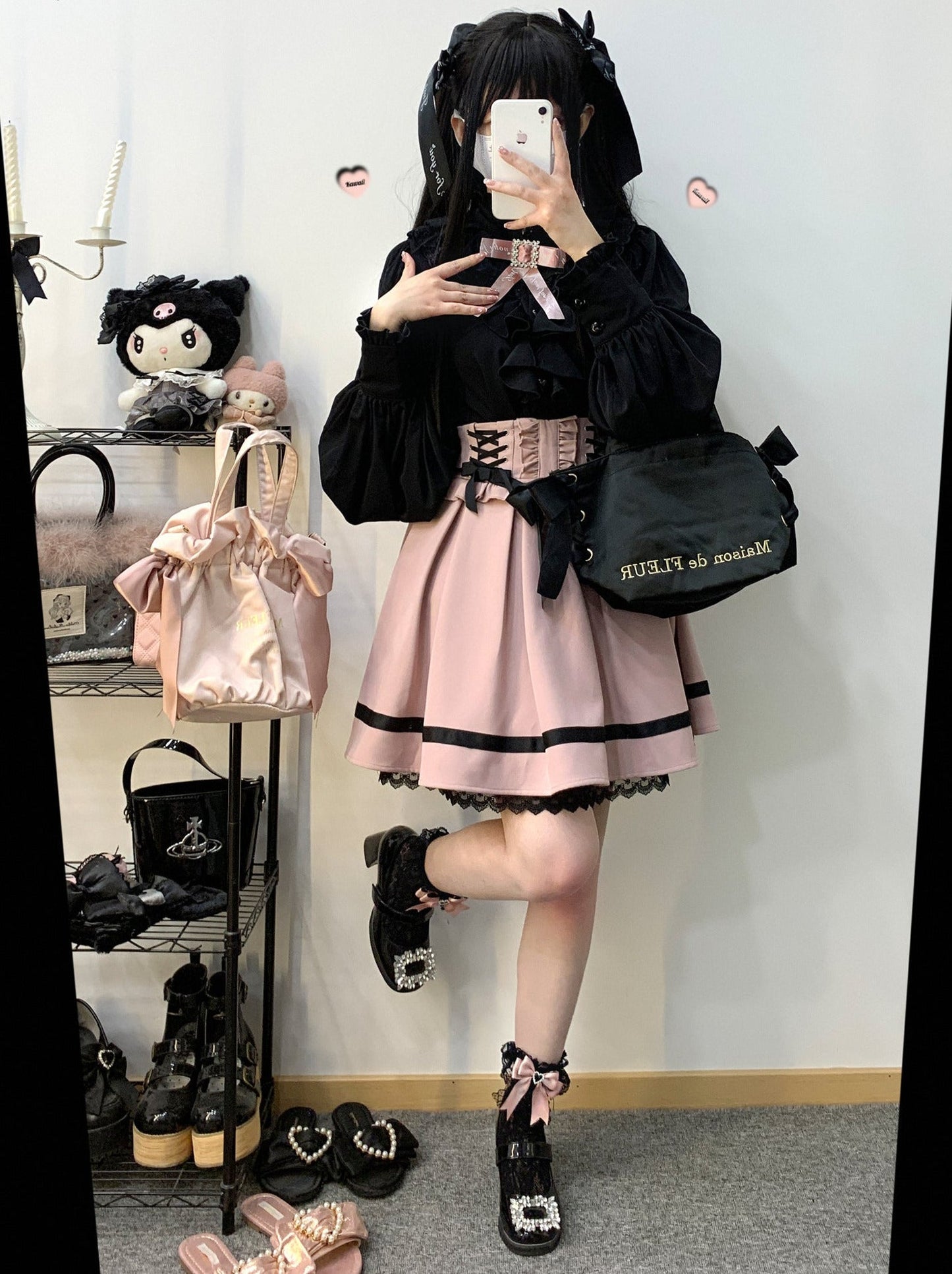 レースアップウエストフリルチュカート