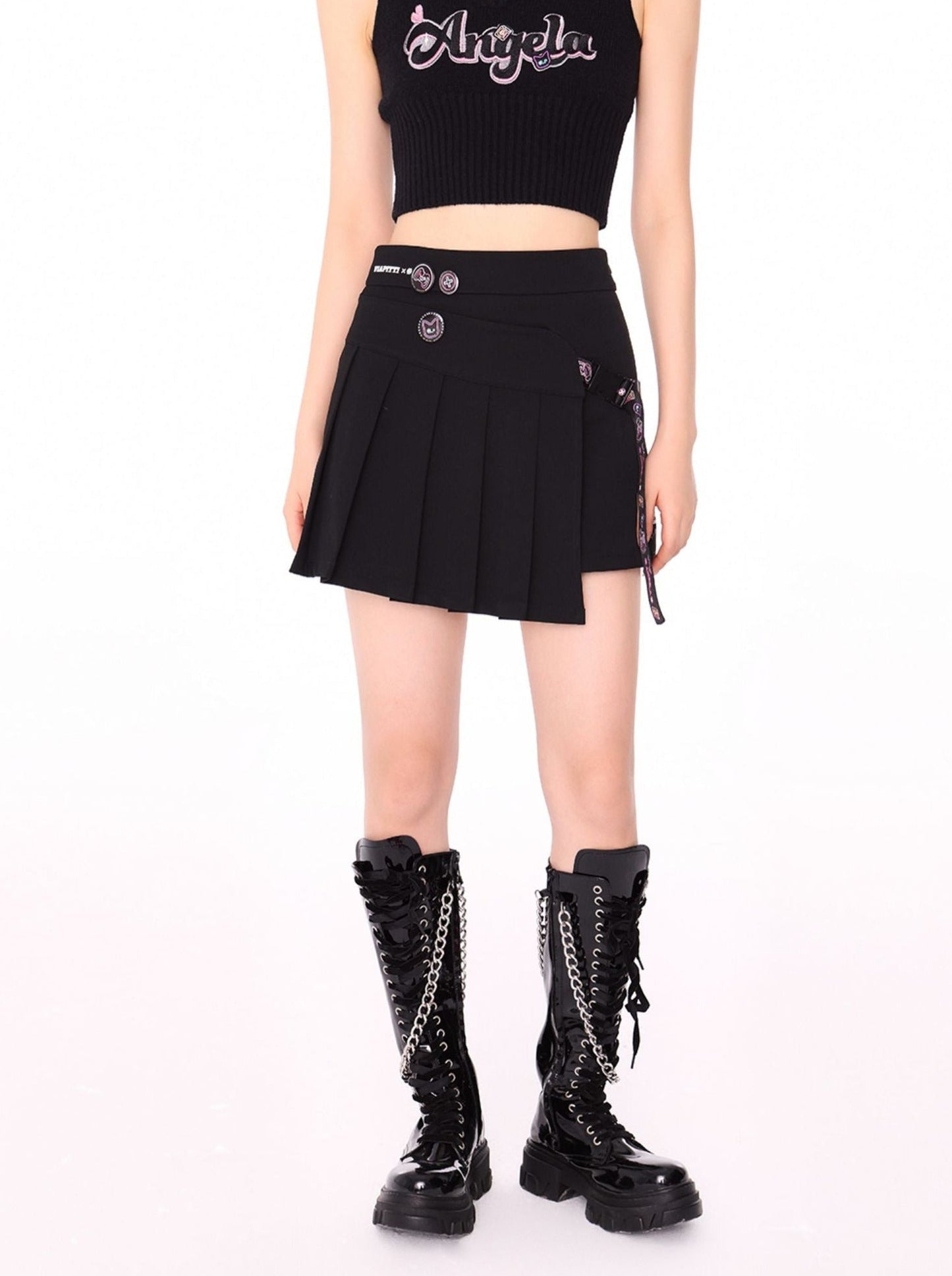 Asymmetrical Irregular A-line Pleated Skirt