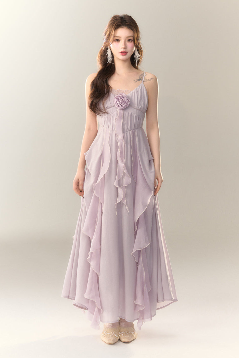 Rose Dress Work Heavy Ruffle Manta