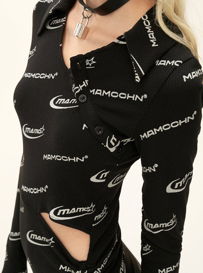 Robe à logo froncé imprimé