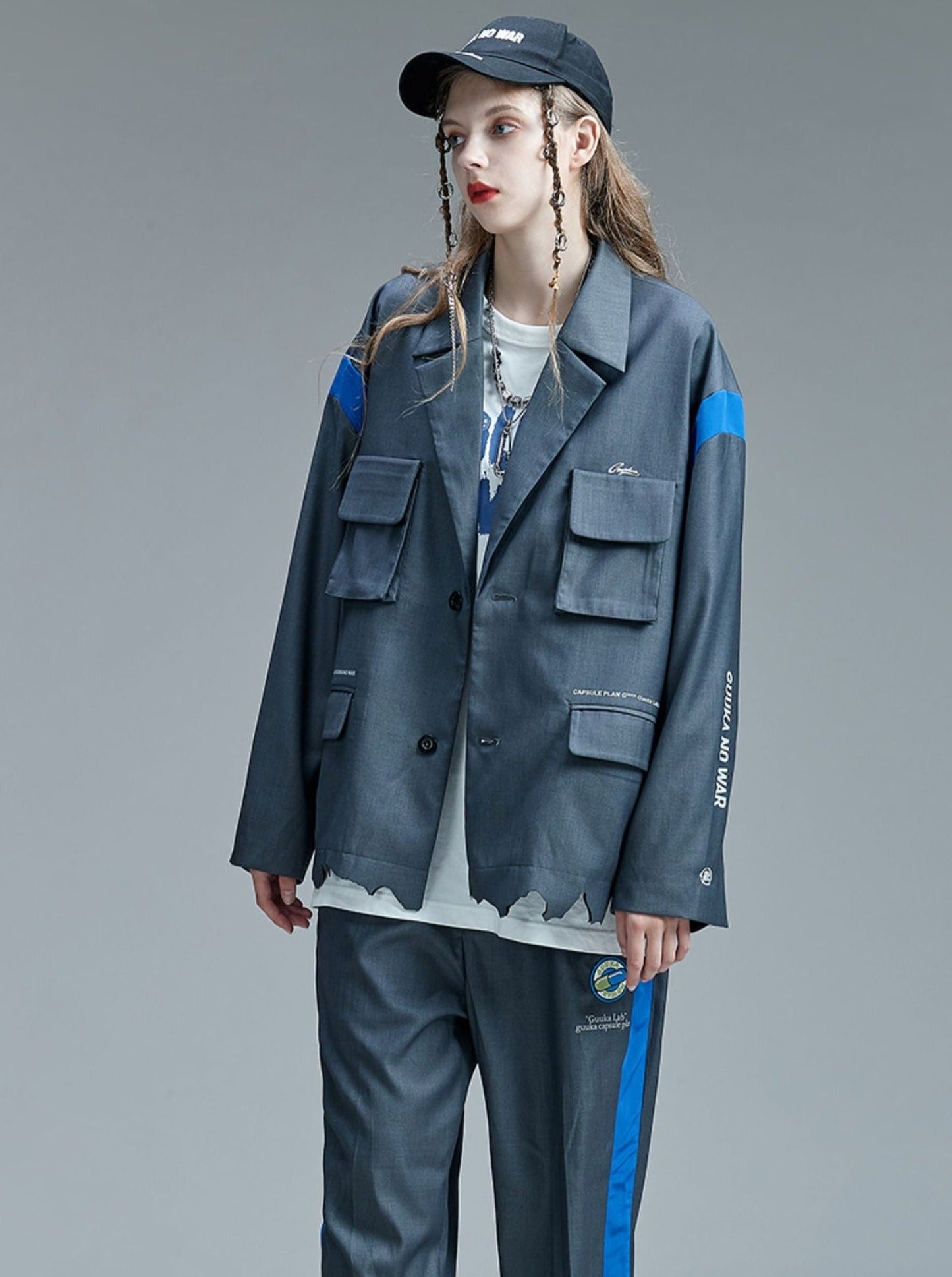 Veste ample multi-poches grise