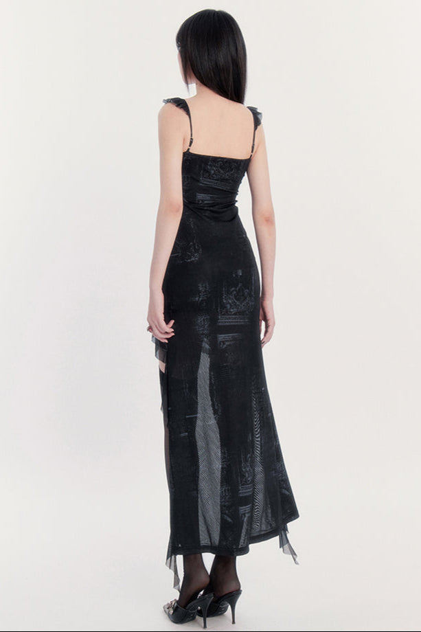 Ärmelloses dunkles Maxikleid Asimeda Romantic