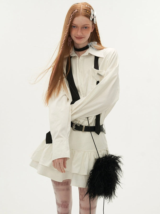 Dress Ruffle Shirt Lapel Slim