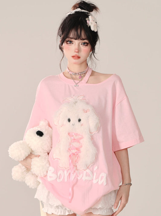 Sweet Pinky Loose Rabbit Top Far