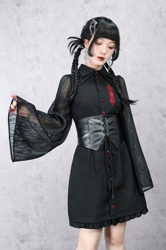 Dress Lantern Chinese Sleeve Sheer