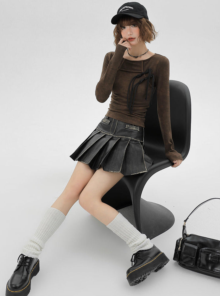 Knit Slim China Retro Top Tassel