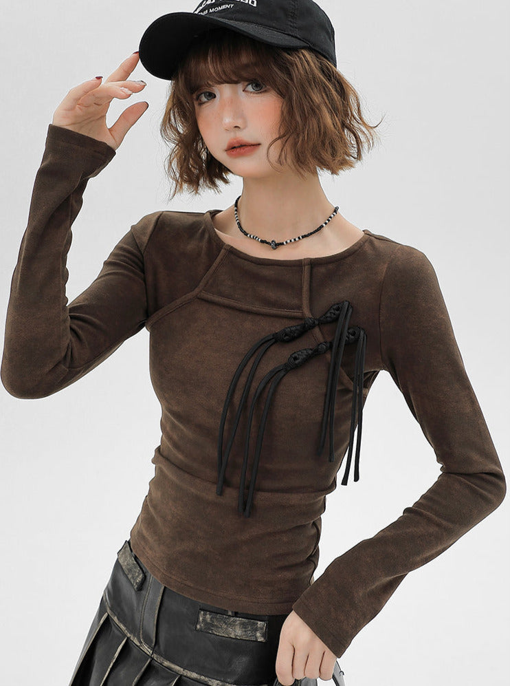 Knit Slim China Retro Top Tassel