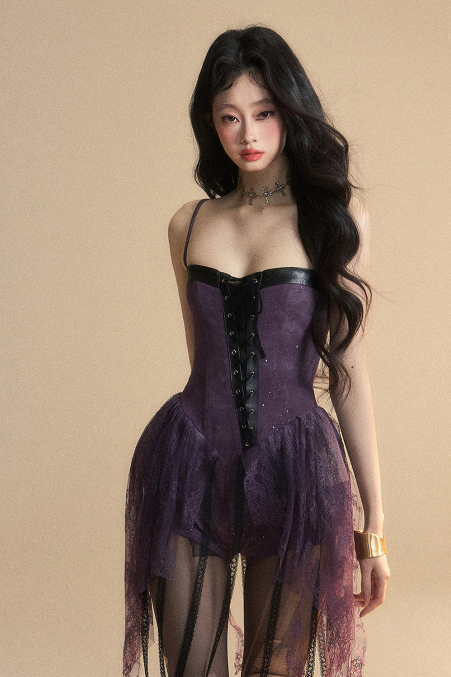 Dress Dark Halter Lace French