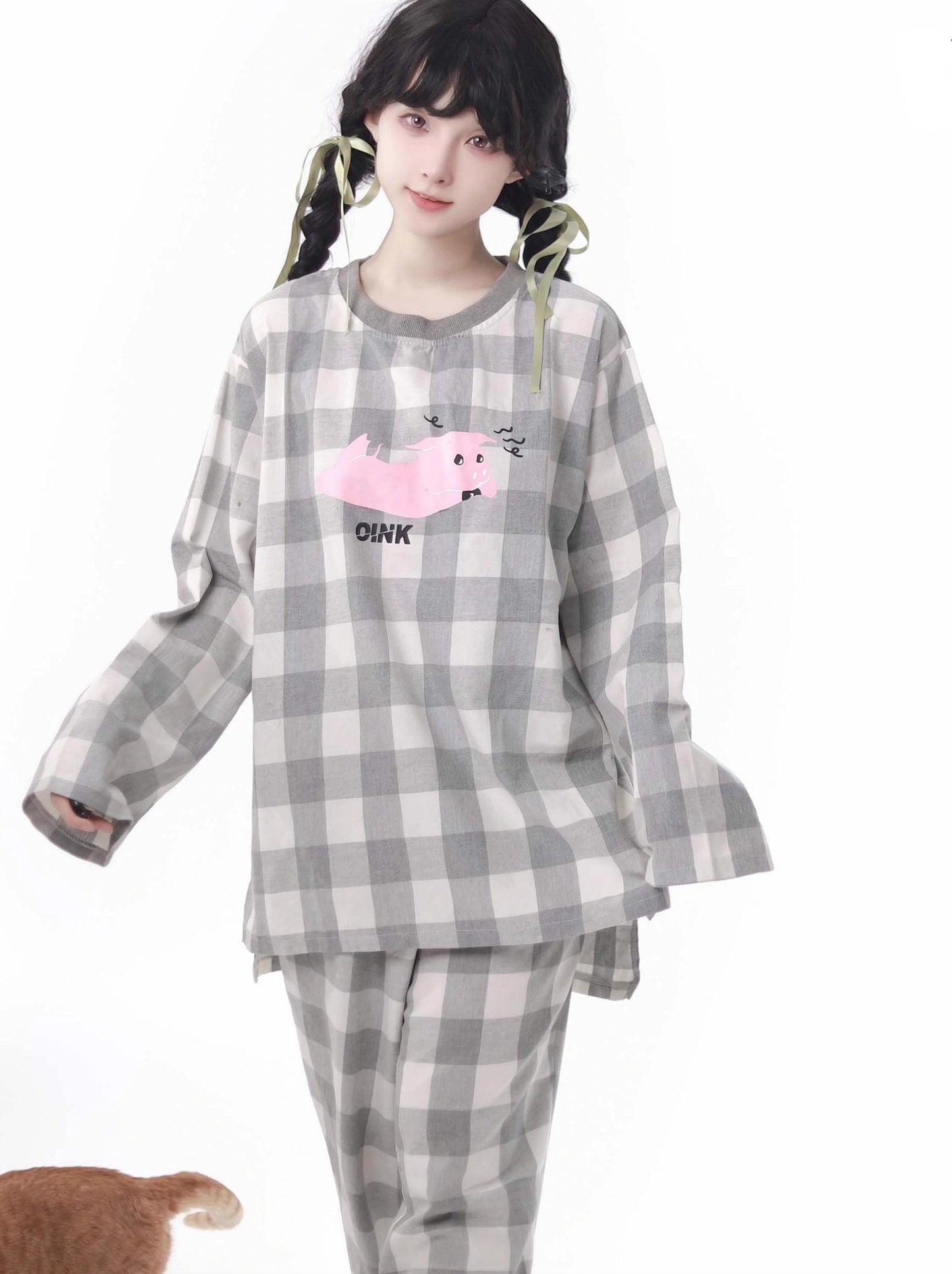 Soft Cotton Pajamas Loungewear Casual Check