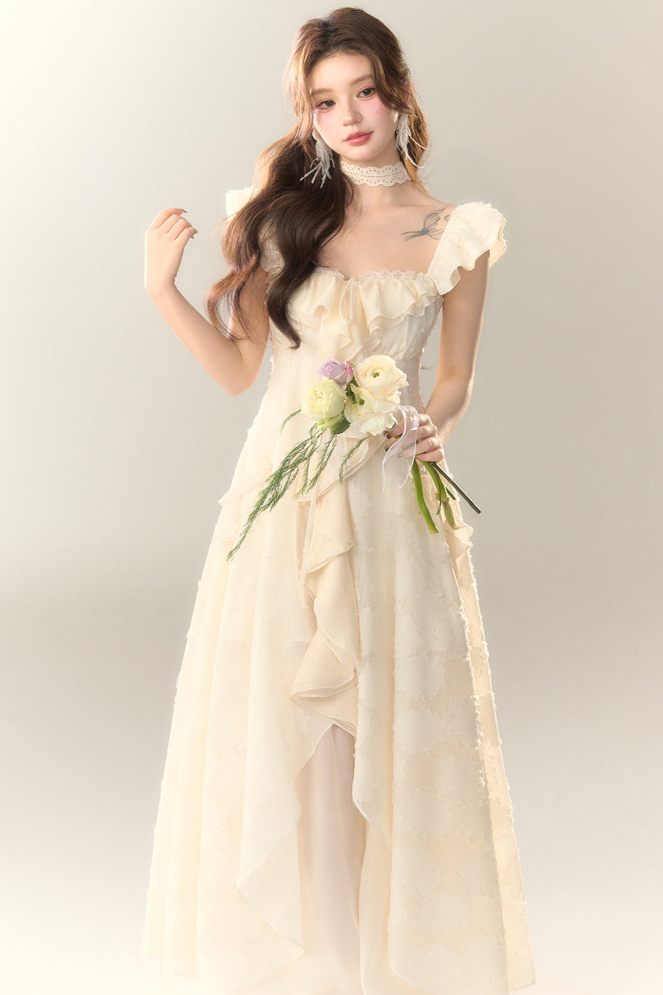 Jacquard Holiday Dress Frilled
