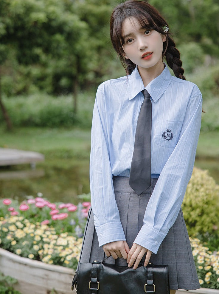 College + Style Pleated Skirt Tie Blouse Blazer