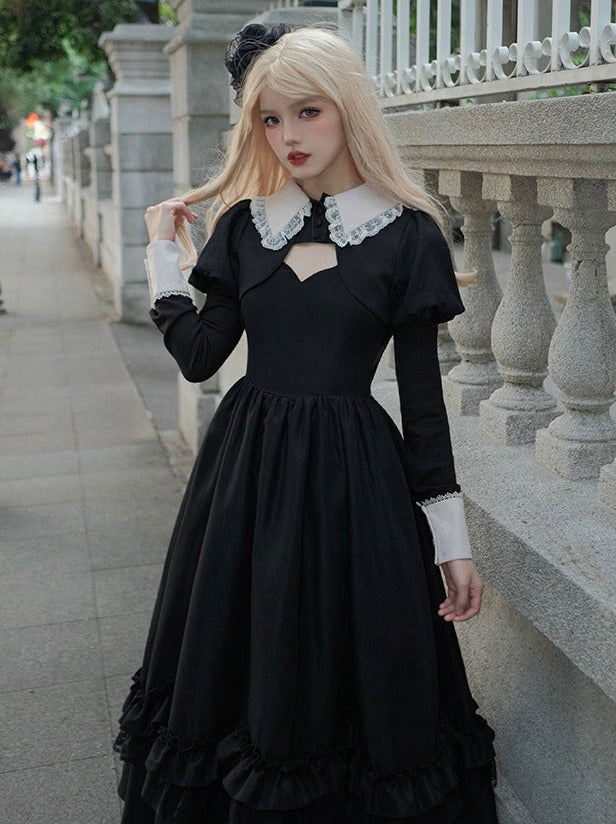 Robe veste suspendue à manches symphoniques style gothique nuit courte longue
