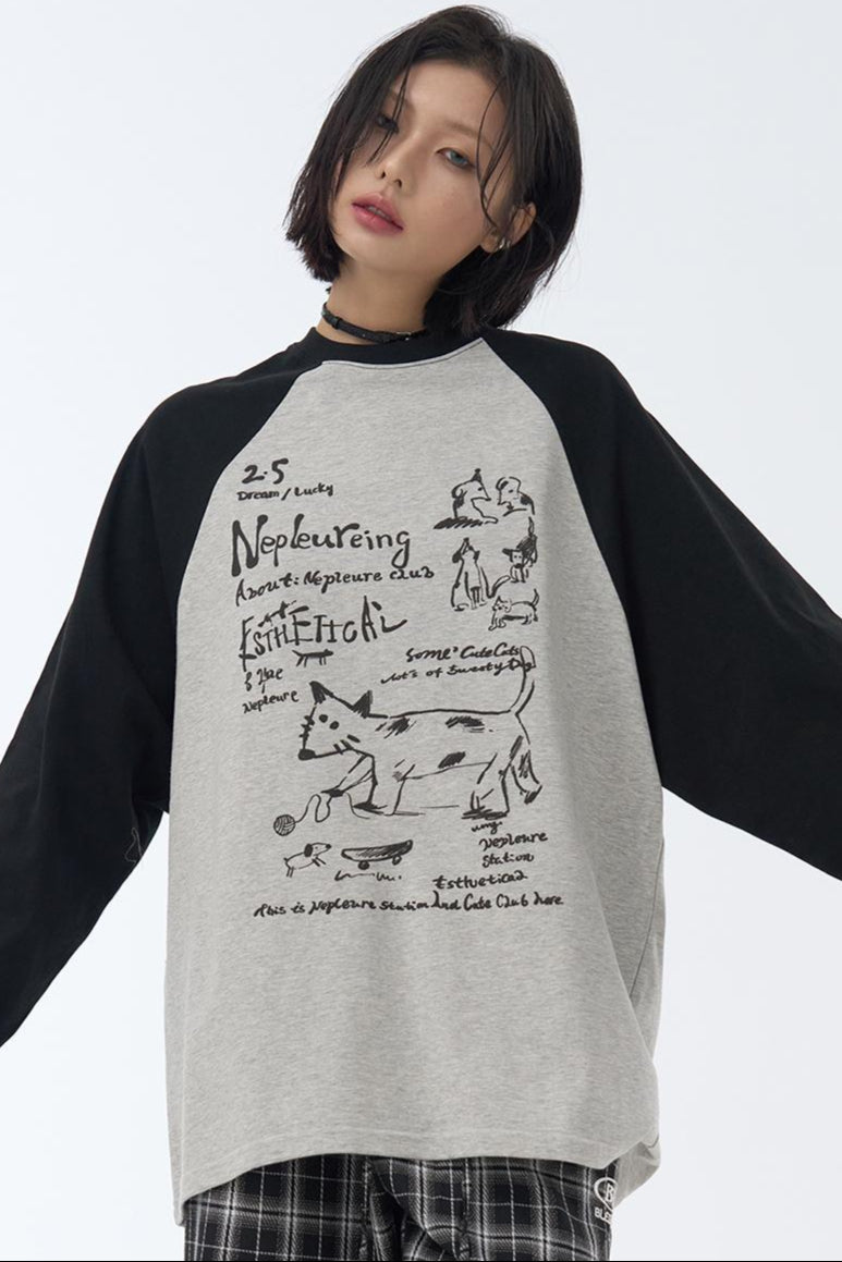 Street T-Shirt Art Patchwork Long Sleeve