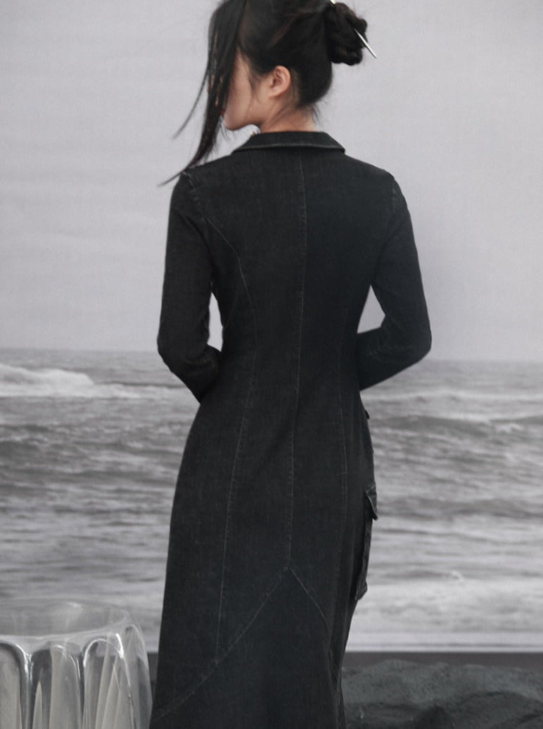 Fishtail Splicing Dress Denim Niche Design