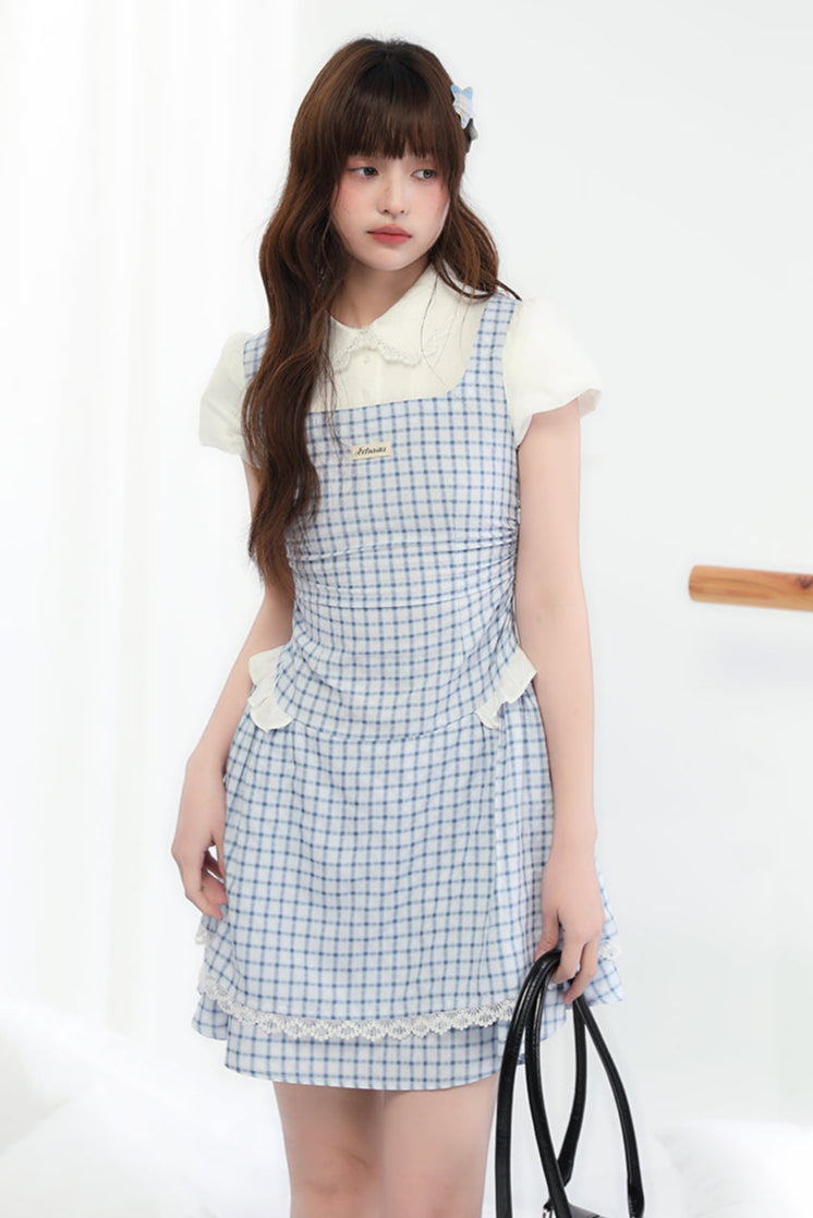 Sweet Check Blue College Dress