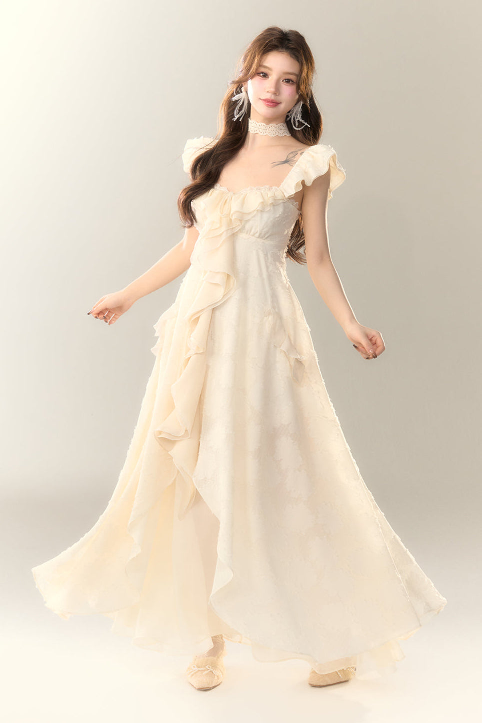 Jacquard Holiday Dress Frilled