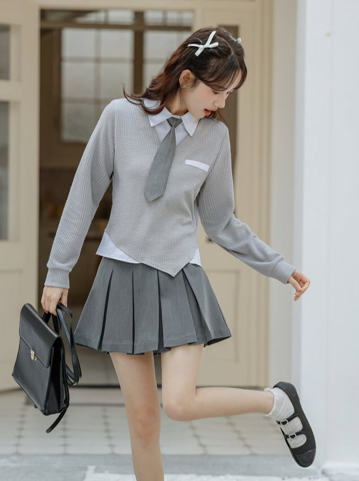 Hauts universitaires asymétriques style rétro décontracté