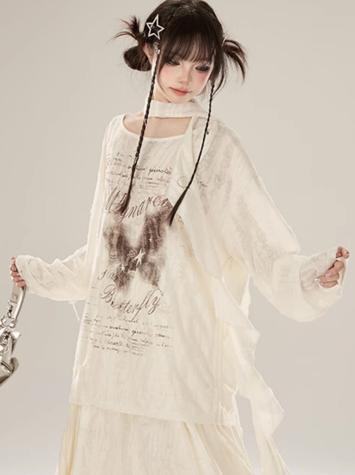 Skirt Butterfly Suit Blouse Style Waystrand Print + Top Swing