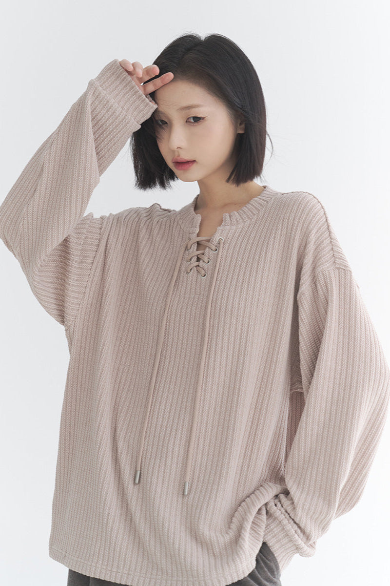 Oversized knit top V-neck