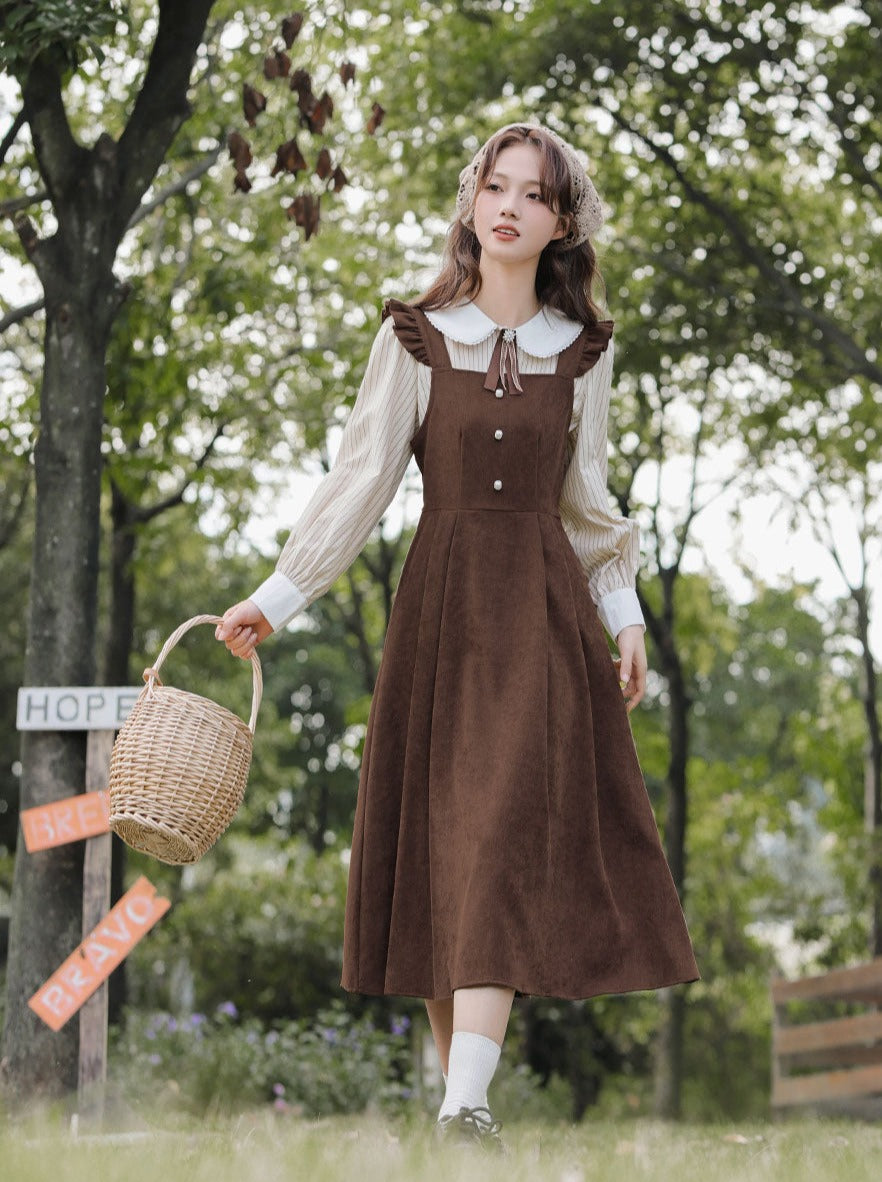 Style College Piece Suspender Shirt Two Dress American