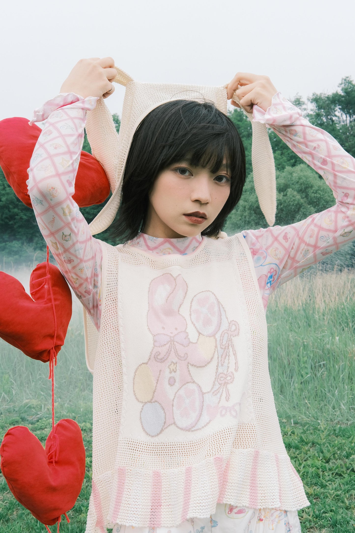Subculture animal hat mesh vest +