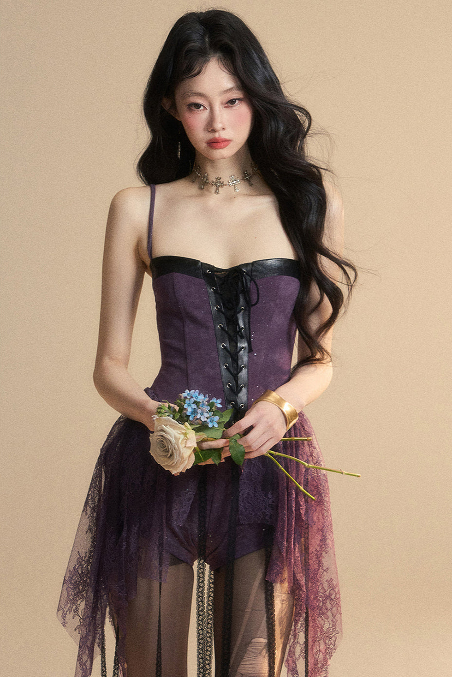 Dress Dark Halter Lace French