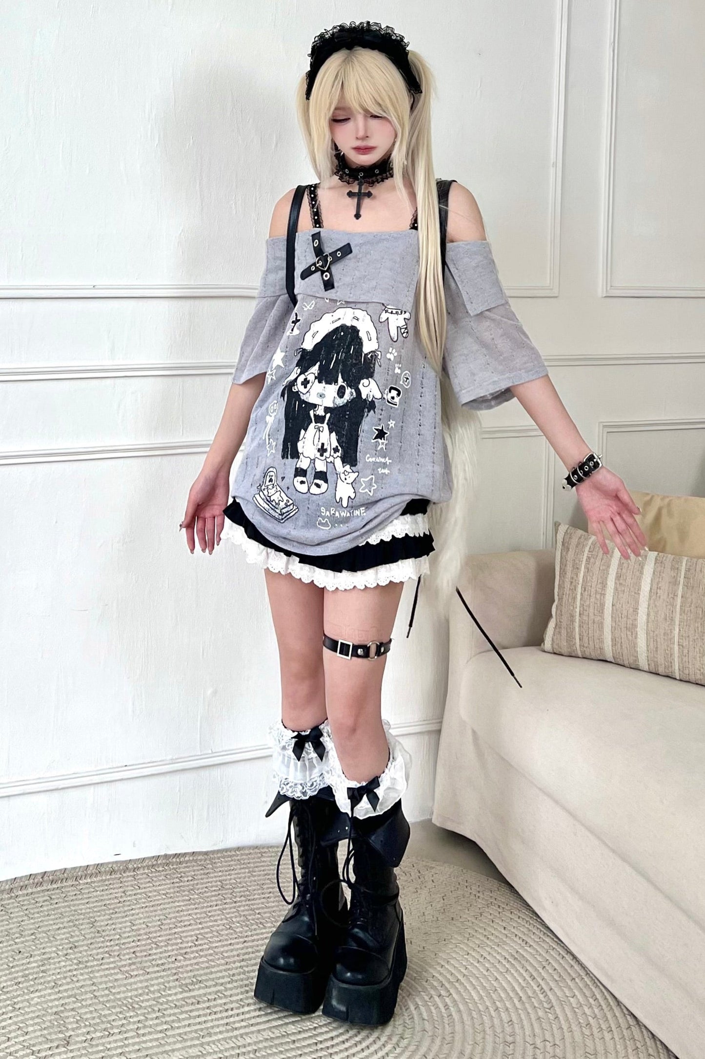Sweet Top Print Smock Anime