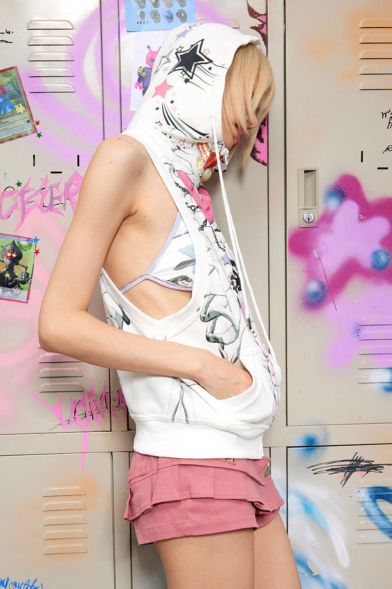 vest Ribbon skull hooded