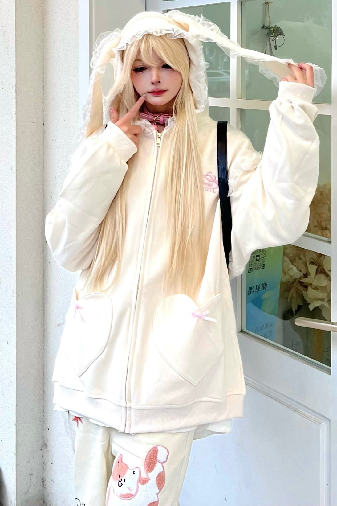 Hoodie Ribbon Sweet Bunny Ear