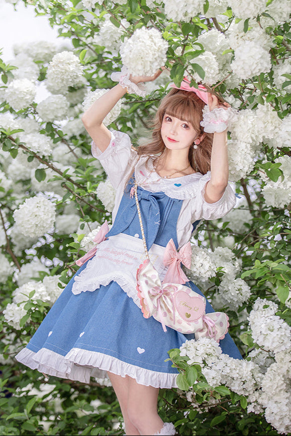 + Denim Apron Lolita Innerwear Jumper-skirt Light Doll Raw
