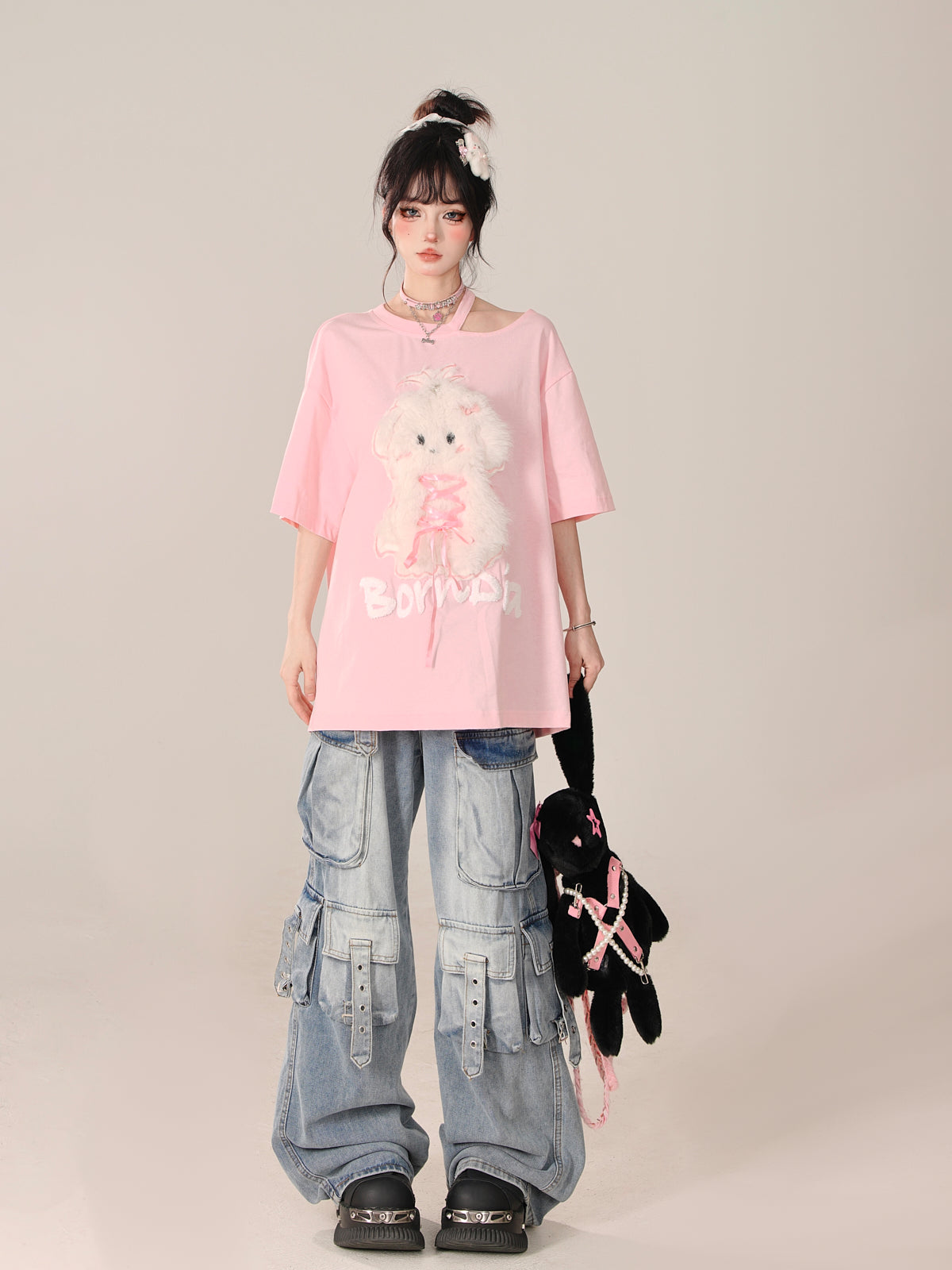 Sweet Pinky Loose Rabbit Top Far