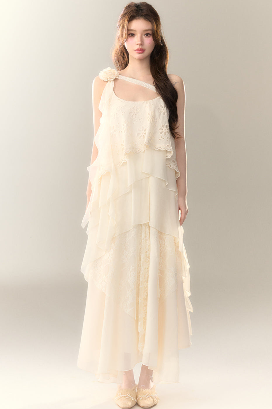 Roselle Irregular Dress Long Multi-Layered Heavy Skirt