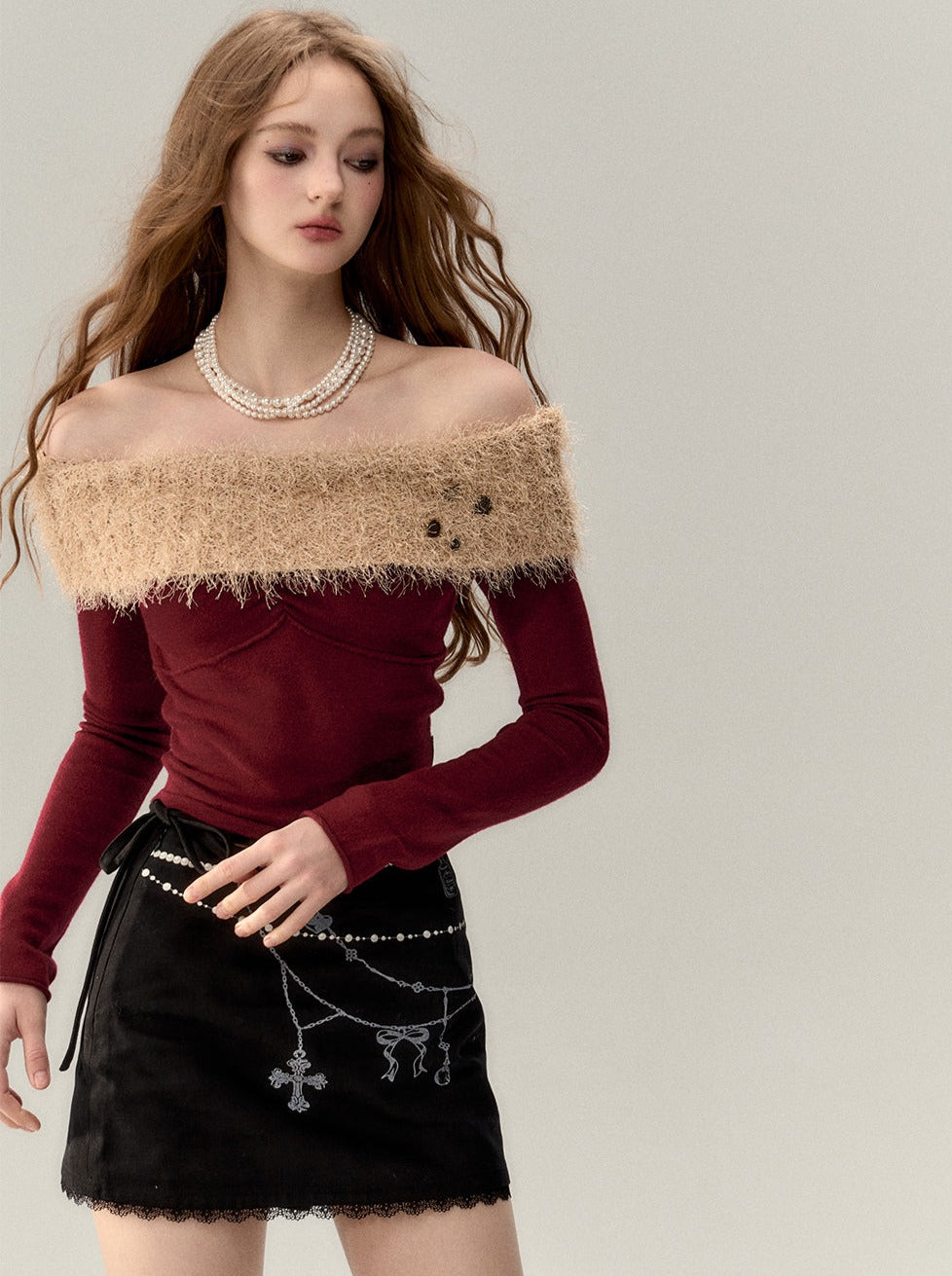Haut slim asymétrique en fourrure