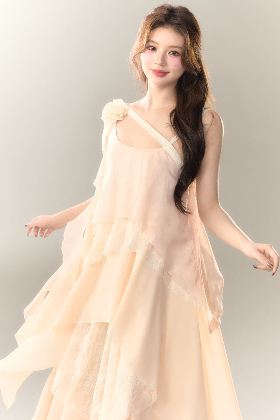 Roselle Irregular Dress Long Multi-Layered Heavy Skirt