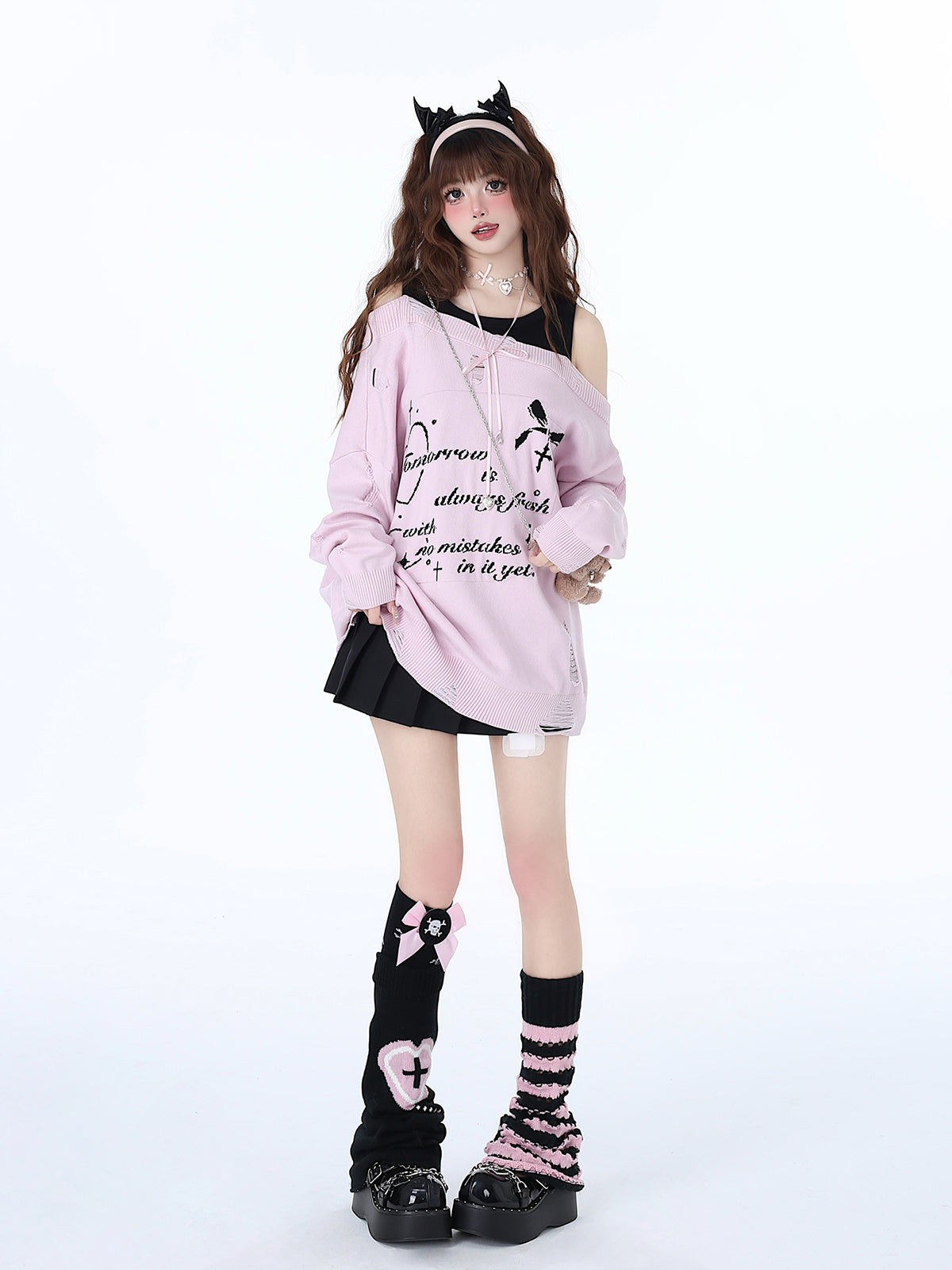 Haut deux pièces à épaules dénudées, style décontracté et cool, effet faux-sucré, pour une fille adorable