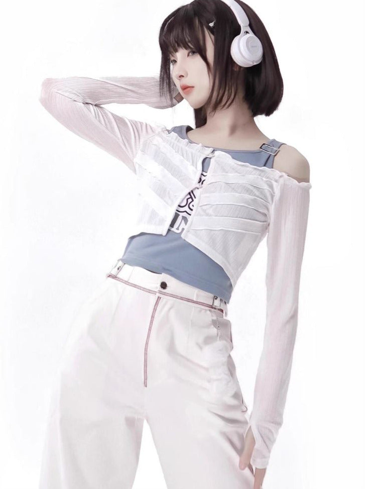 Veste d'été squelette de couleur de costume bleu blanc crème solaire d'invasion fraîche