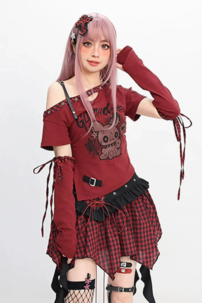 slim-fit T-shirt + skirt Irregular Fortidor