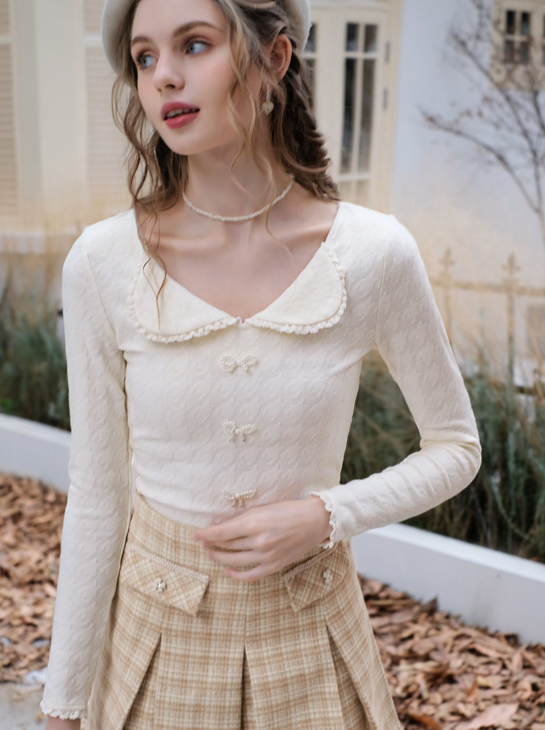 Top French Yellow Skirt Check Milkshake