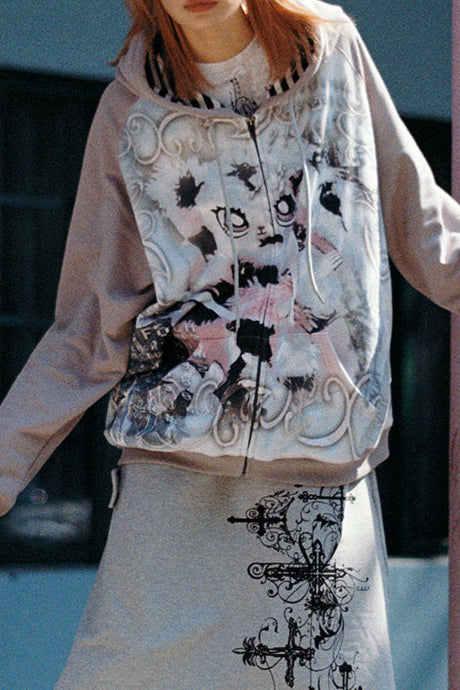 Sweatshirt Bunny Hoodie Graffiti Oversized